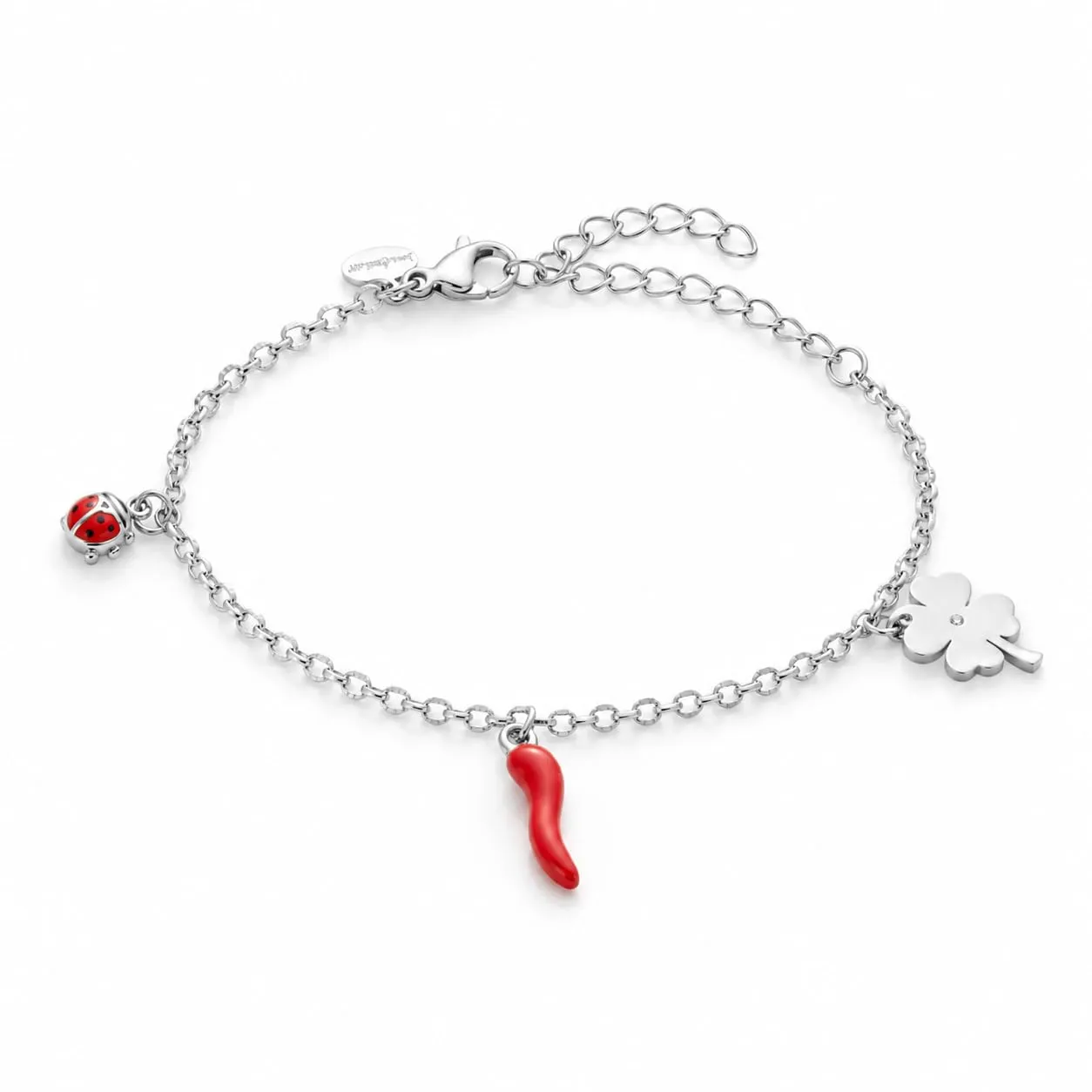 Louis Ciocchetti Bracciale in Acciaio con Corno Portafortuna – Bracciale Regolabile Uomo e Donna con Chiusura a Moschettone, Lunghezza 16 cm + 5 cm - immagine 1