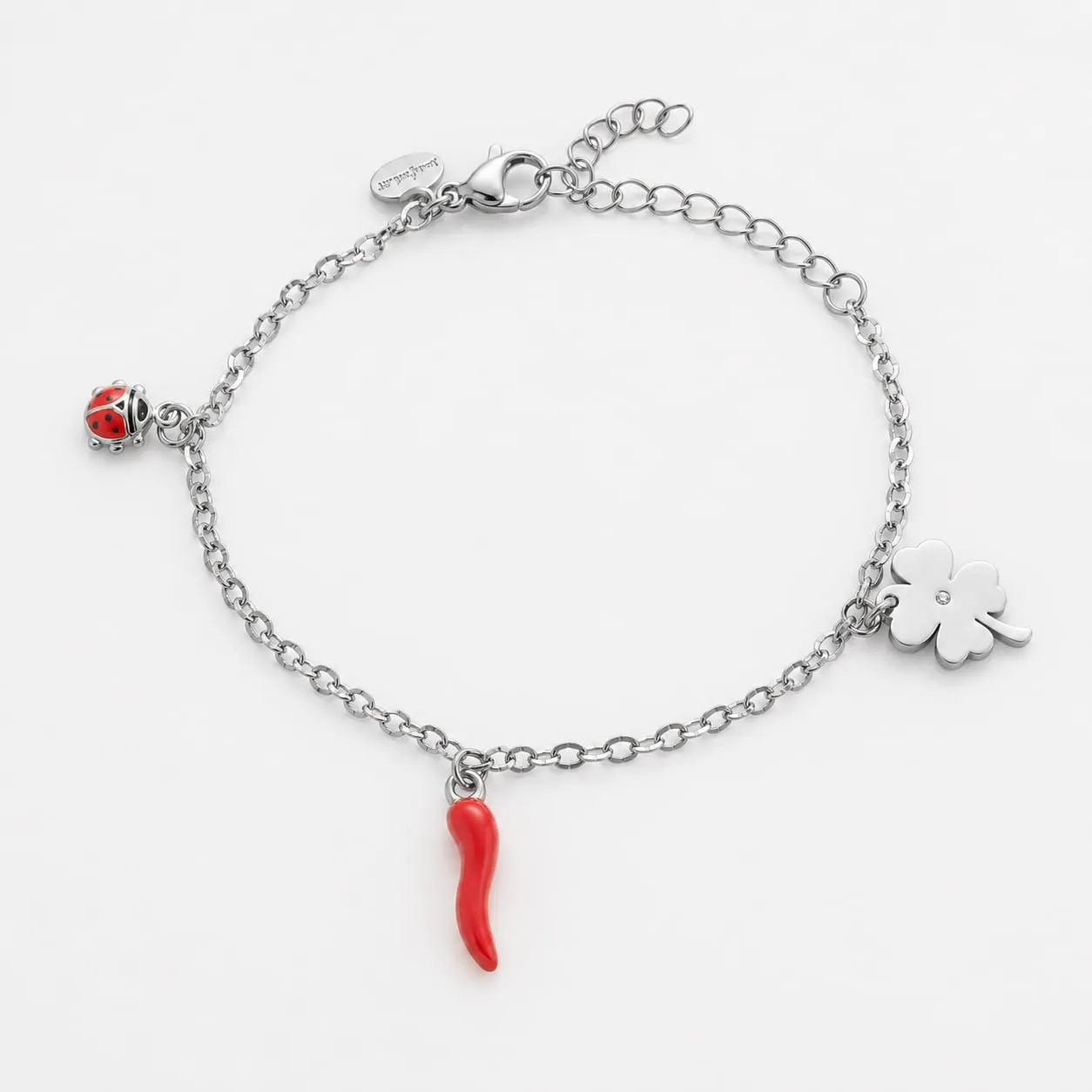 Louis Ciocchetti Bracciale in Acciaio con Corno Portafortuna – Bracciale Regolabile Uomo e Donna con Chiusura a Moschettone, Lunghezza 16 cm + 5 cm - immagine 4