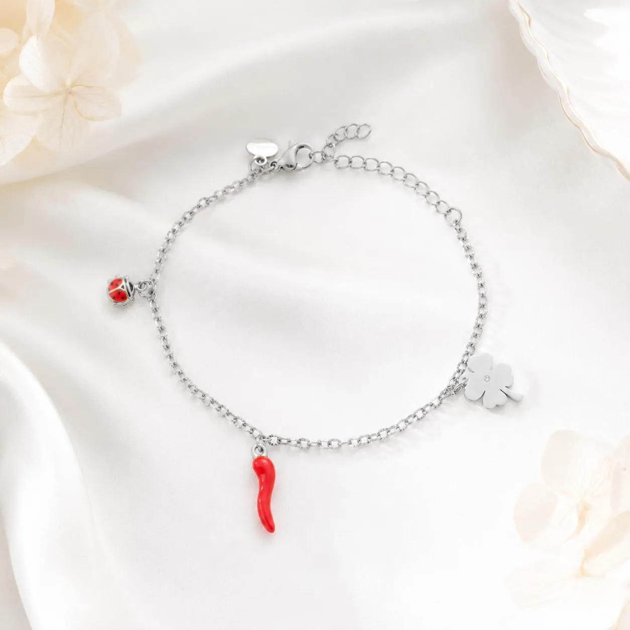 Louis Ciocchetti Bracciale in Acciaio con Corno Portafortuna – Bracciale Regolabile Uomo e Donna con Chiusura a Moschettone, Lunghezza 16 cm + 5 cm - immagine 7