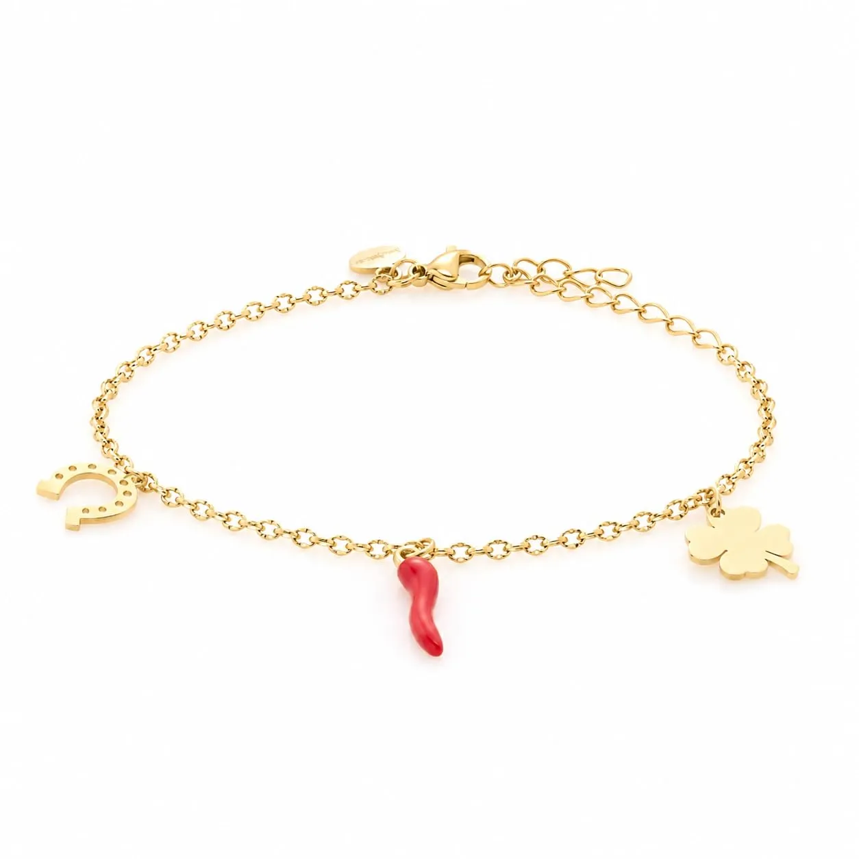 Louis Ciocchetti Bracciale in Acciaio con Corno Portafortuna – Bracciale Regolabile Uomo e Donna con Chiusura a Moschettone, Lunghezza 16 cm + 5 cm - immagine 1