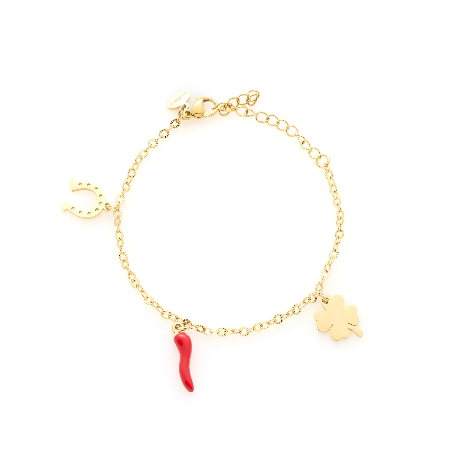 Louis Ciocchetti Bracciale in Acciaio con Corno Portafortuna – Bracciale Regolabile Uomo e Donna con Chiusura a Moschettone, Lunghezza 16 cm + 5 cm - immagine 2