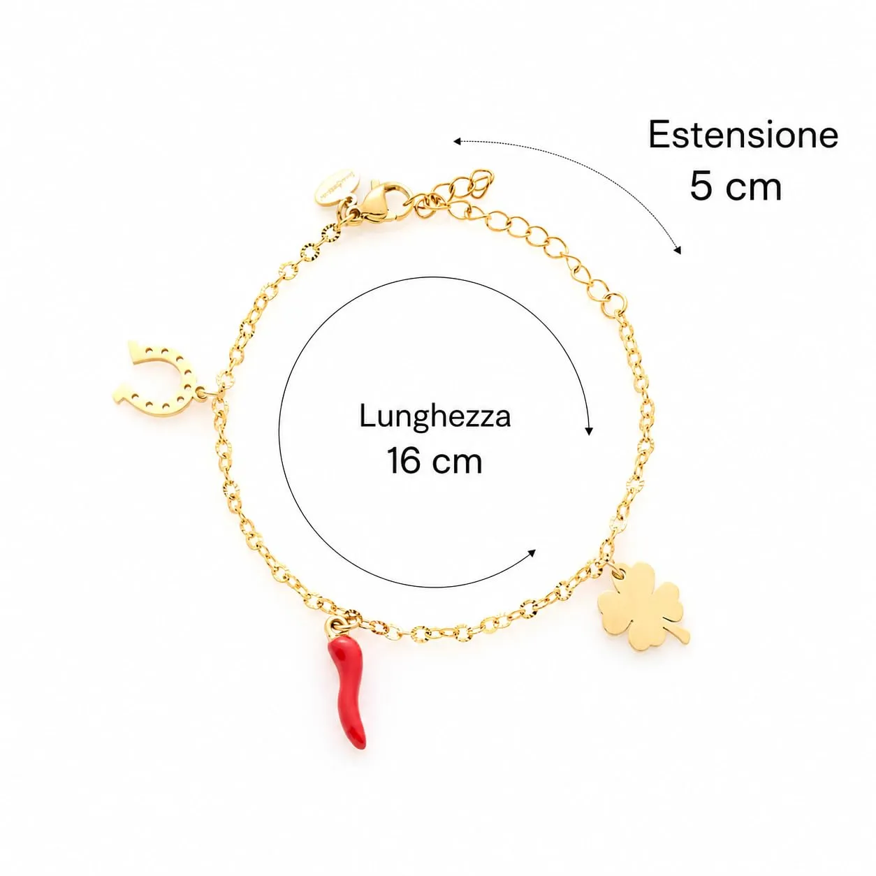 Louis Ciocchetti Bracciale in Acciaio con Corno Portafortuna – Bracciale Regolabile Uomo e Donna con Chiusura a Moschettone, Lunghezza 16 cm + 5 cm - immagine 5