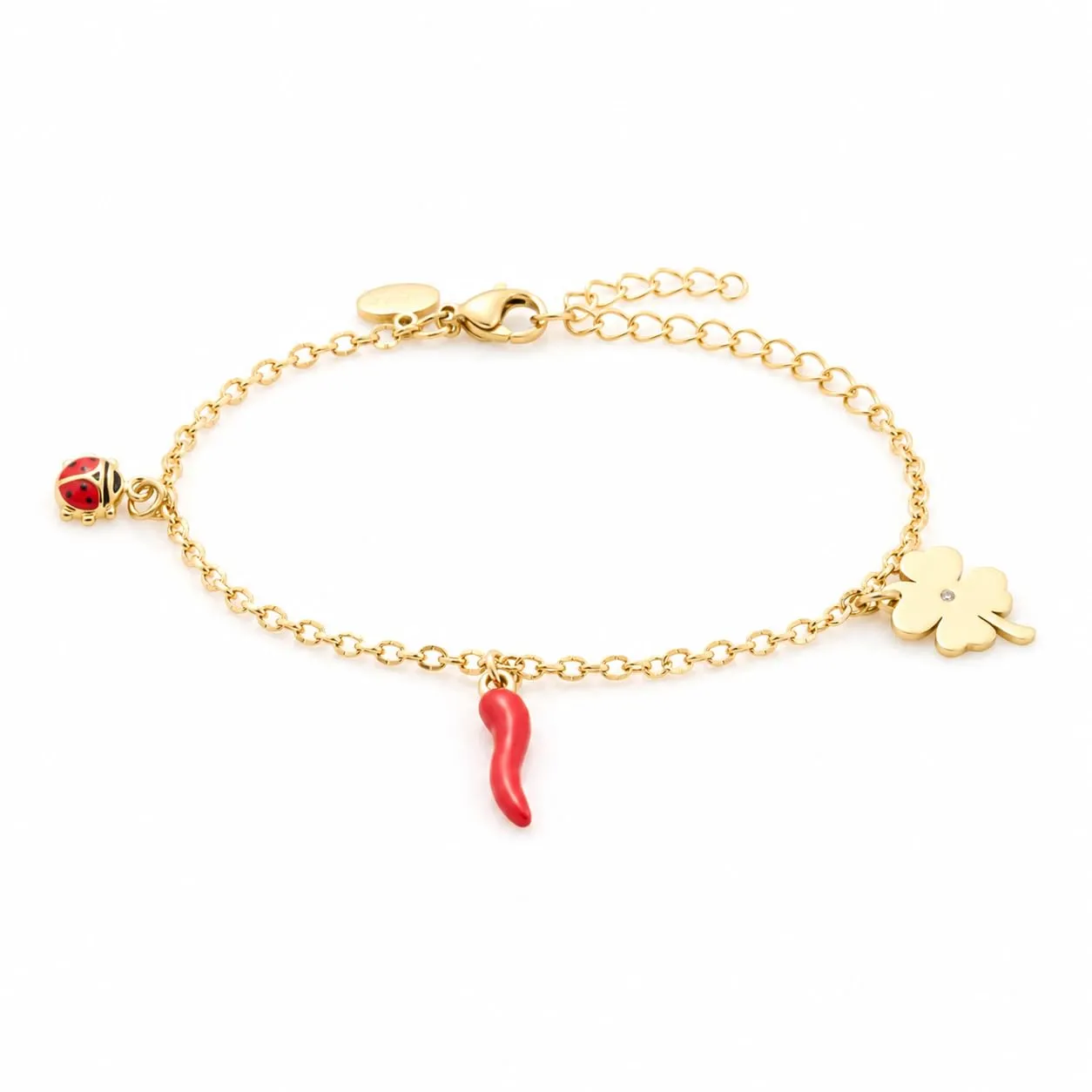 Louis Ciocchetti Bracciale in Acciaio con Corno Portafortuna – Bracciale Regolabile Uomo e Donna con Chiusura a Moschettone, Lunghezza 16 cm + 5 cm - immagine 1