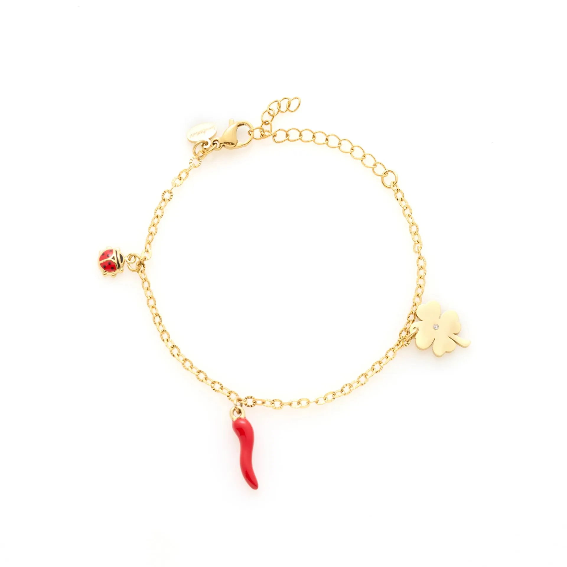 Louis Ciocchetti Bracciale in Acciaio con Corno Portafortuna – Bracciale Regolabile Uomo e Donna con Chiusura a Moschettone, Lunghezza 16 cm + 5 cm - immagine 2