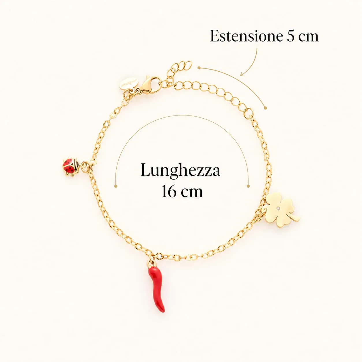 Louis Ciocchetti Bracciale in Acciaio con Corno Portafortuna – Bracciale Regolabile Uomo e Donna con Chiusura a Moschettone, Lunghezza 16 cm + 5 cm - immagine 5