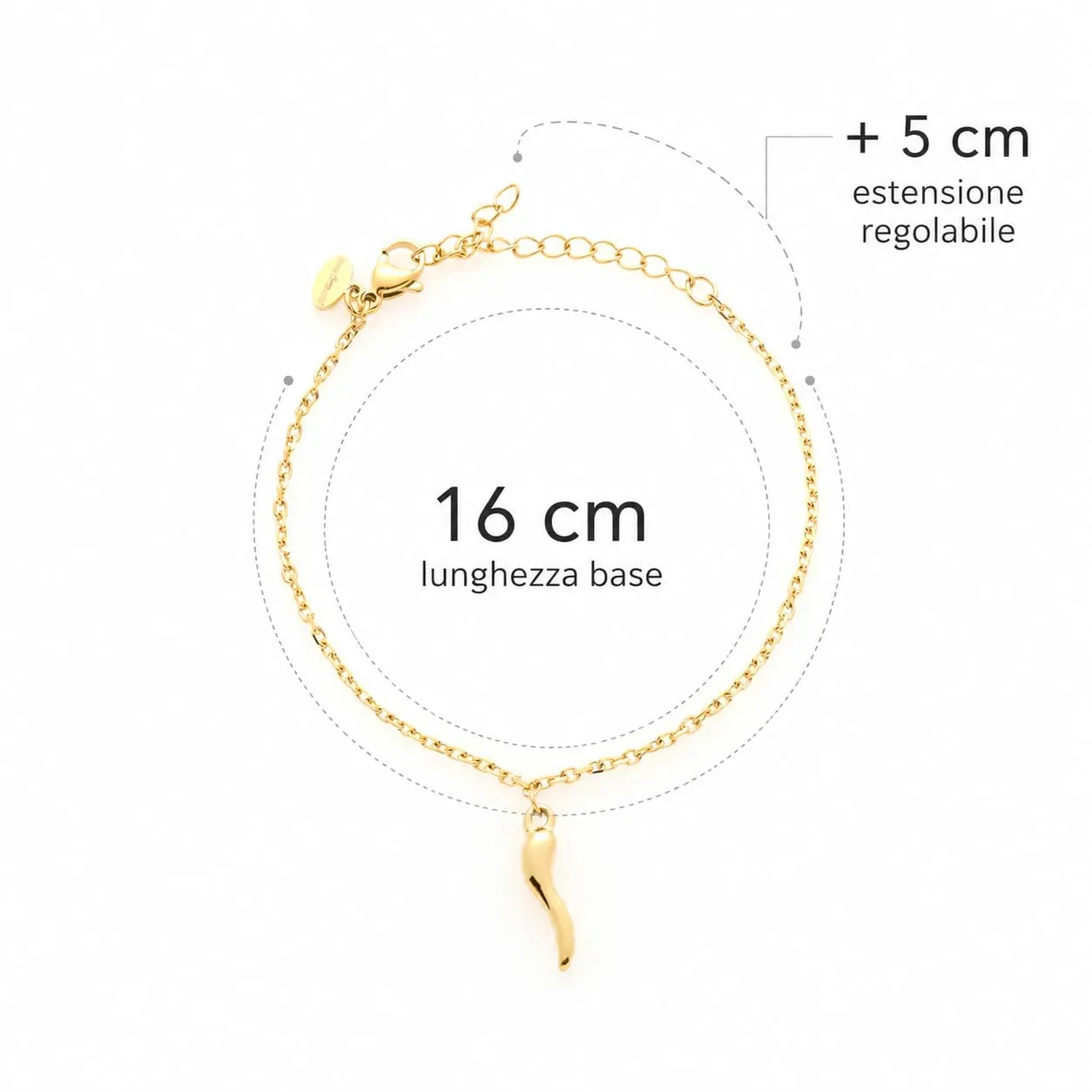 Louis Ciocchetti Bracciale in Acciaio con Corno Portafortuna – Bracciale Regolabile Uomo e Donna con Chiusura a Moschettone, Lunghezza 16 cm + 5 cm - immagine 5