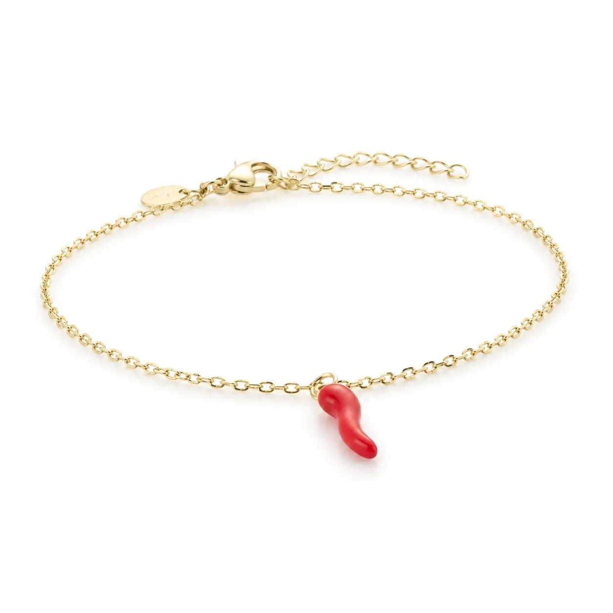 Louis Ciocchetti Bracciale in Acciaio con Corno Portafortuna – Bracciale Regolabile Uomo e Donna con Chiusura a Moschettone, Lunghezza 16 cm + 5 cm - immagine 1