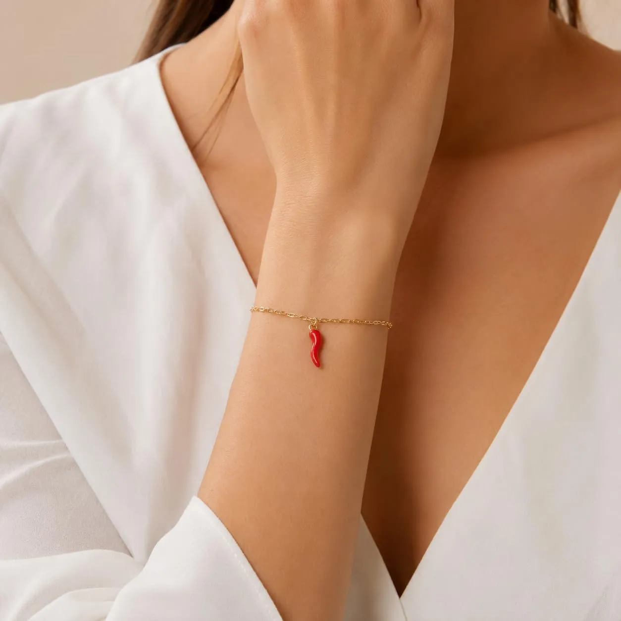Louis Ciocchetti Bracciale in Acciaio con Corno Portafortuna – Bracciale Regolabile Uomo e Donna con Chiusura a Moschettone, Lunghezza 16 cm + 5 cm - immagine 3