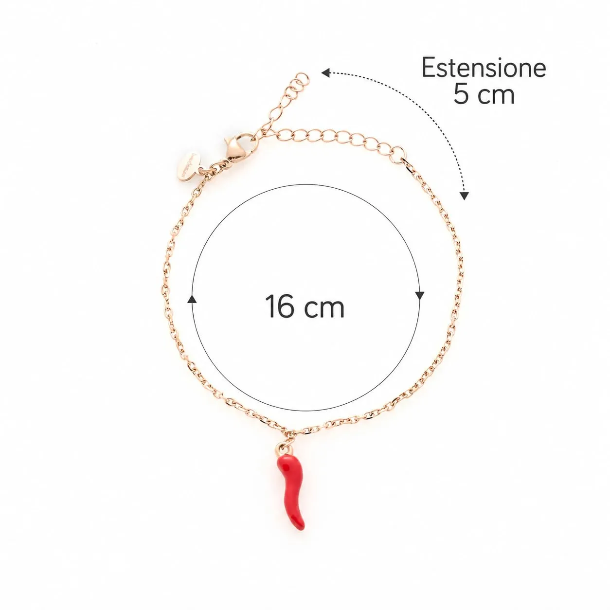 Louis Ciocchetti Bracciale in Acciaio con Corno Portafortuna – Bracciale Regolabile Uomo e Donna con Chiusura a Moschettone, Lunghezza 16 cm + 5 cm - immagine 6