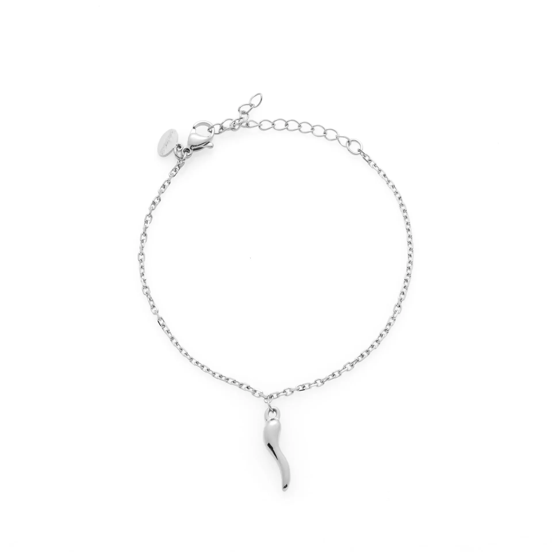 Louis Ciocchetti Bracciale in Acciaio con Corno Portafortuna – Bracciale Regolabile Uomo e Donna con Chiusura a Moschettone, Lunghezza 16 cm + 5 cm - immagine 3