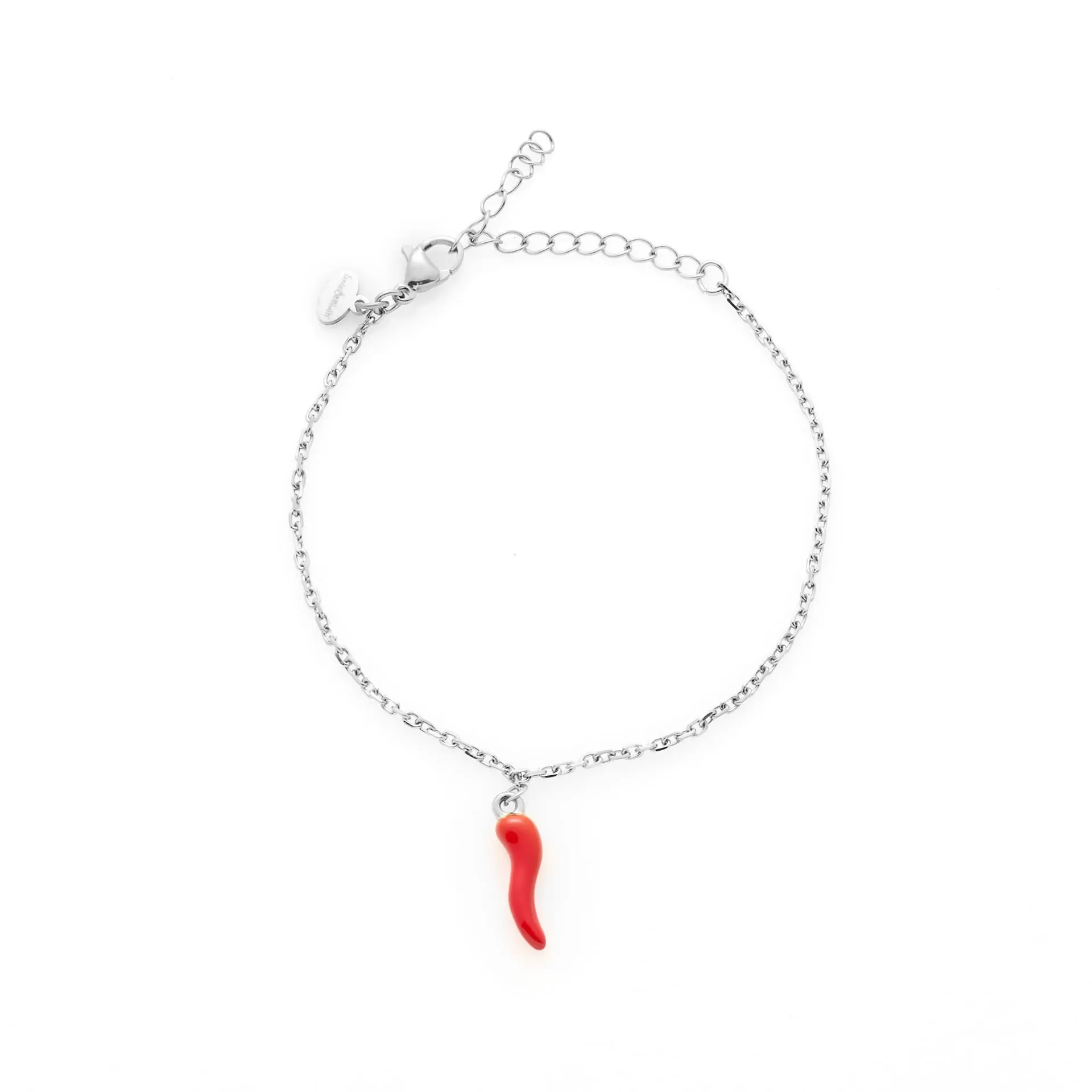 Louis Ciocchetti Bracciale in Acciaio con Corno Portafortuna – Bracciale Regolabile Uomo e Donna con Chiusura a Moschettone, Lunghezza 16 cm + 5 cm - immagine 2