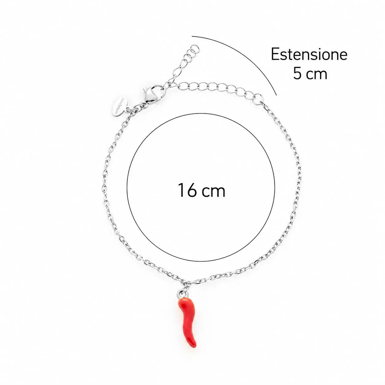 Louis Ciocchetti Bracciale in Acciaio con Corno Portafortuna – Bracciale Regolabile Uomo e Donna con Chiusura a Moschettone, Lunghezza 16 cm + 5 cm - immagine 5