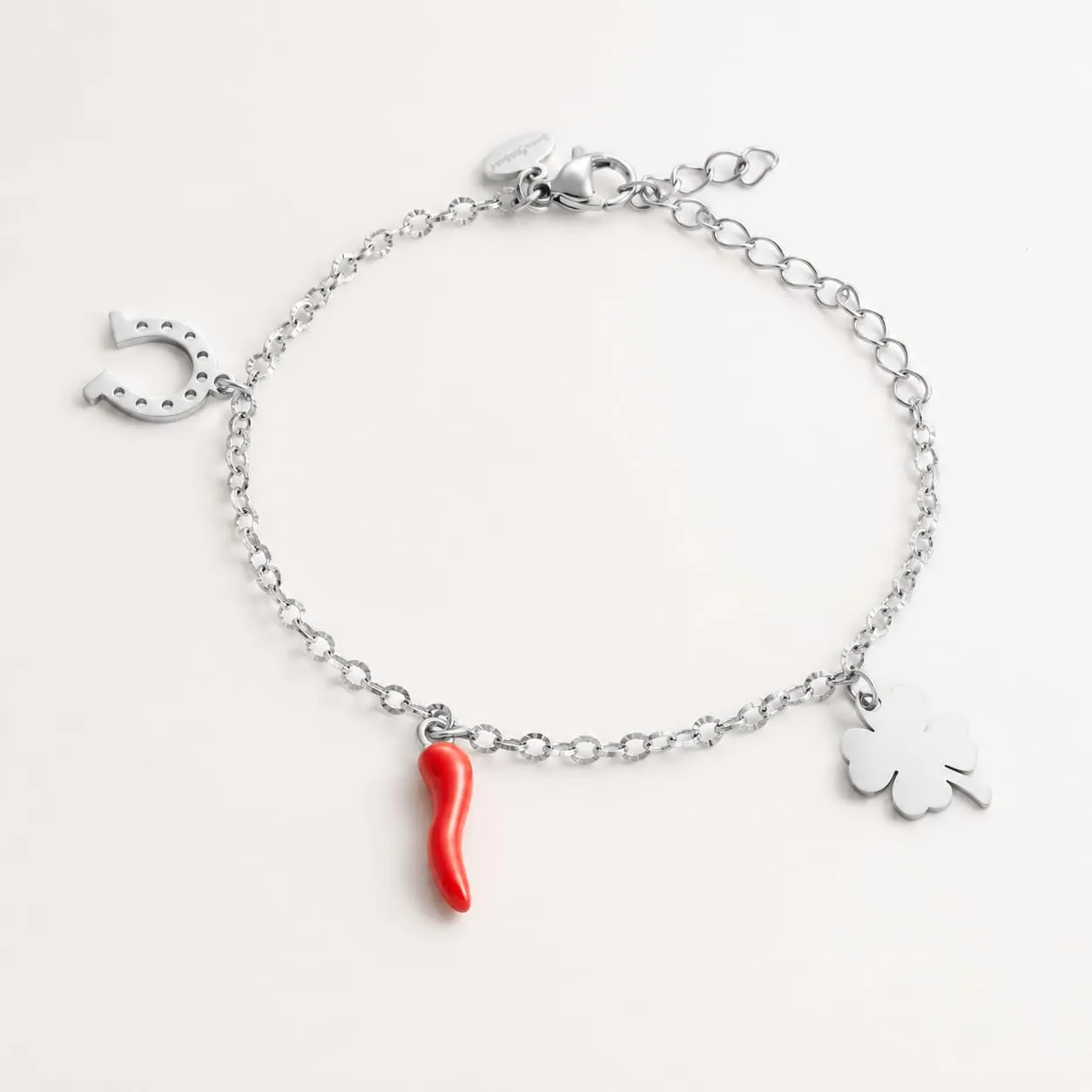 Louis Ciocchetti Bracciale in Acciaio con Corno Portafortuna – Bracciale Regolabile Uomo e Donna con Chiusura a Moschettone, Lunghezza 16 cm + 5 cm - immagine 7