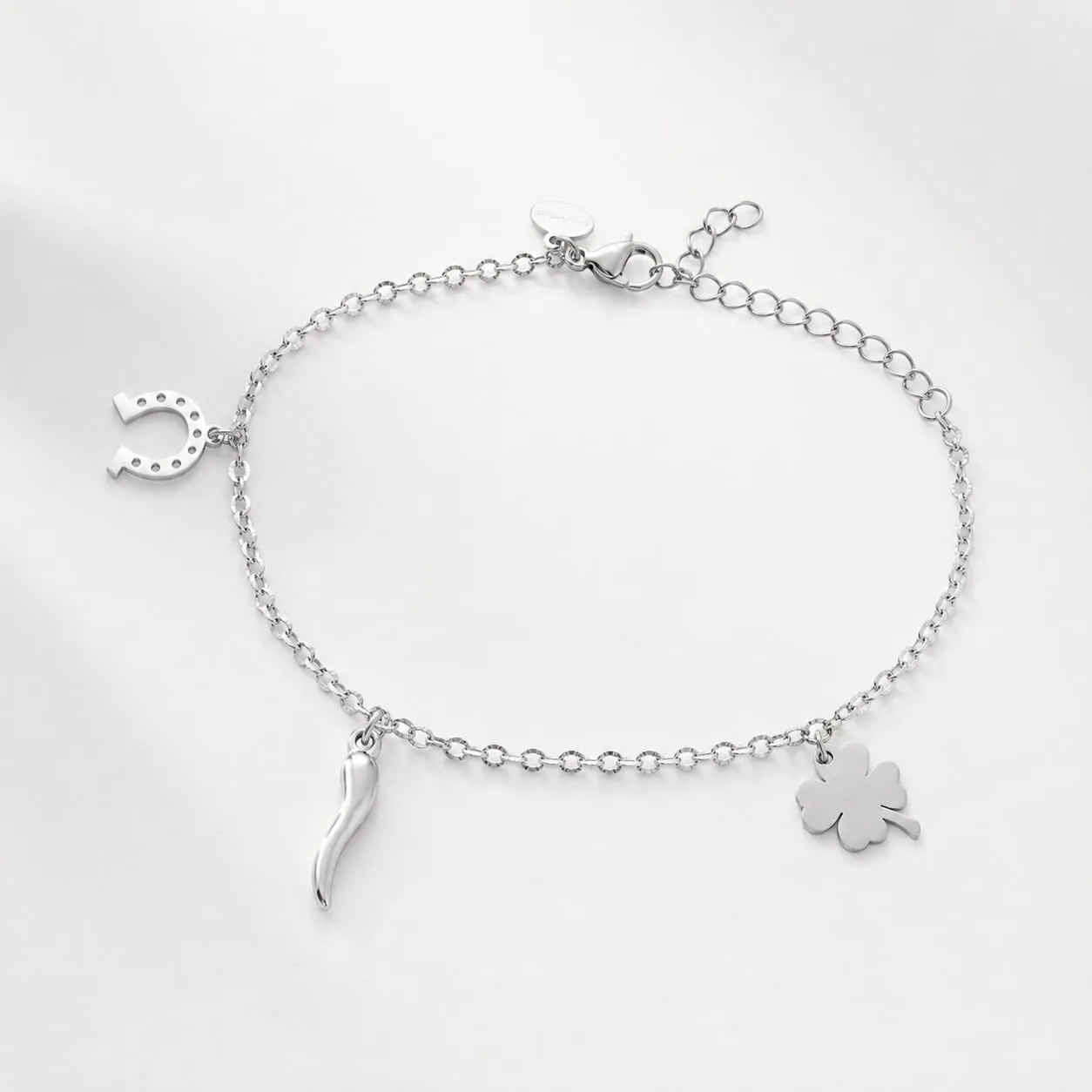 Louis Ciocchetti Bracciale in Acciaio con Corno Portafortuna – Bracciale Regolabile Uomo e Donna con Chiusura a Moschettone, Lunghezza 16 cm + 5 cm - immagine 3
