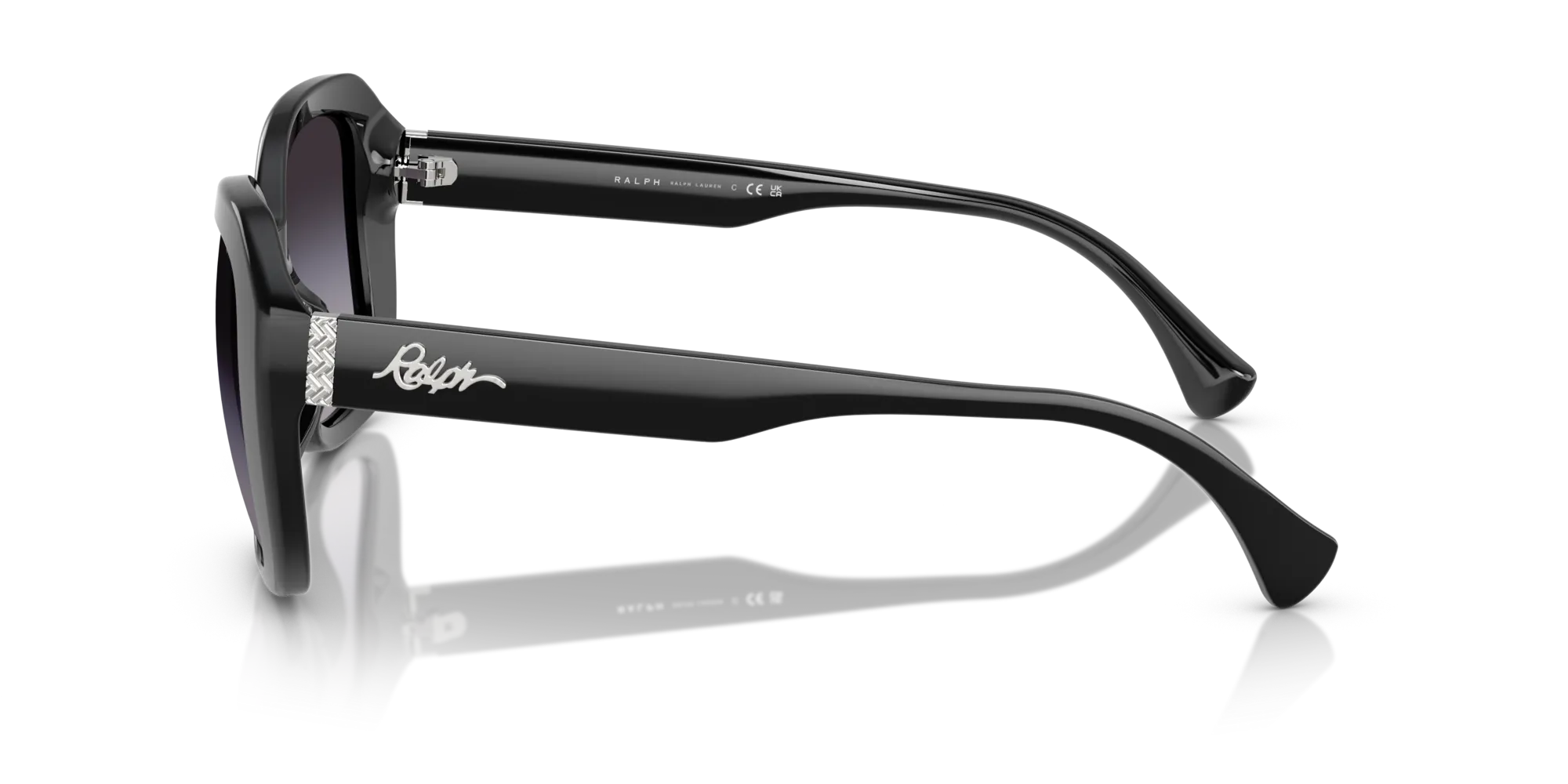 Ralph Lauren RA5321U 50018G Occhiali da sole Acetato Nero Grigio Squadrata Normale Sfumato - immagine 4