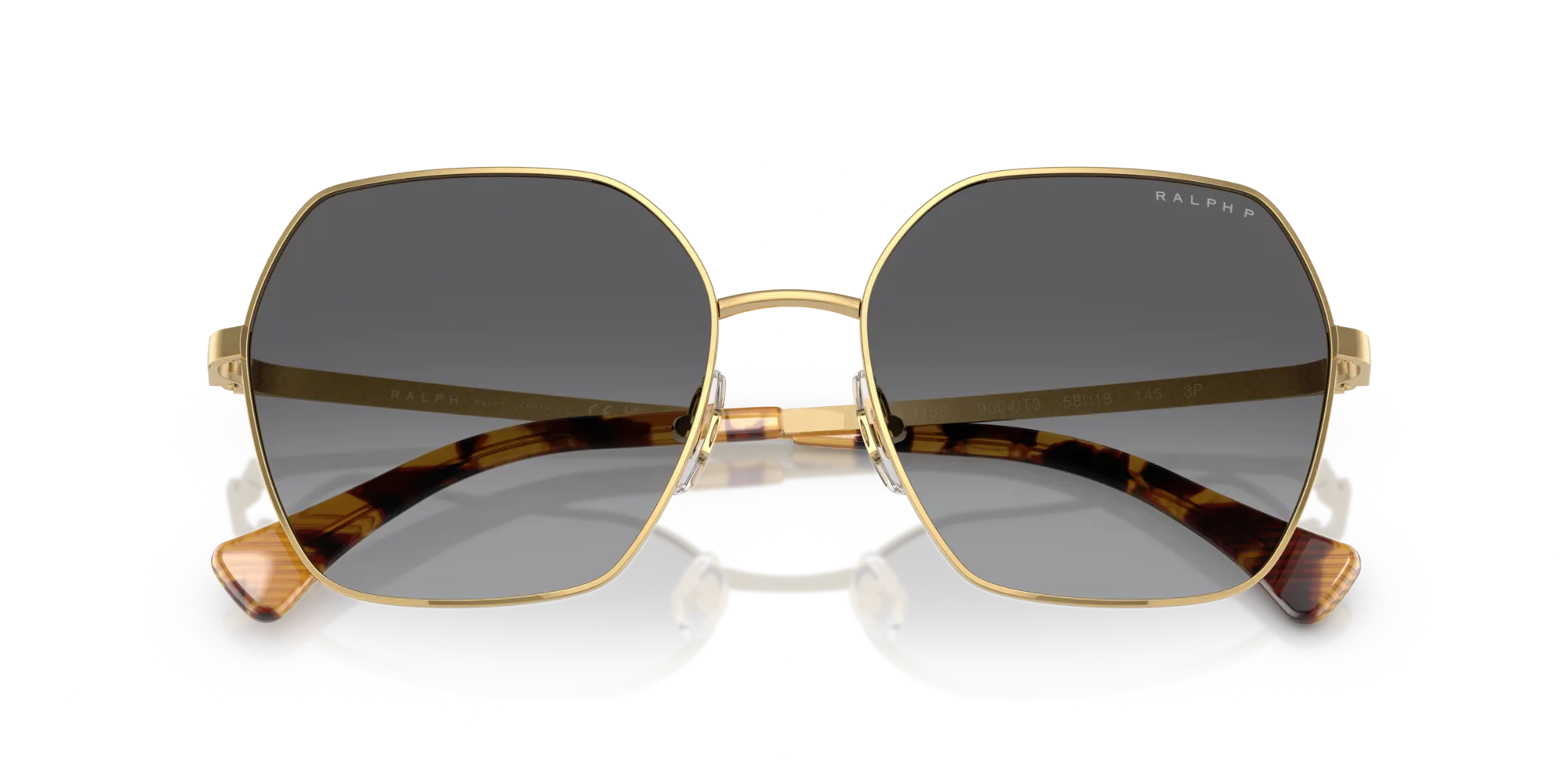 Ralph Lauren RA4138 9004T3 Occhiali da sole Metallo Oro Grigio Squadrata Polarizzata - immagine 2