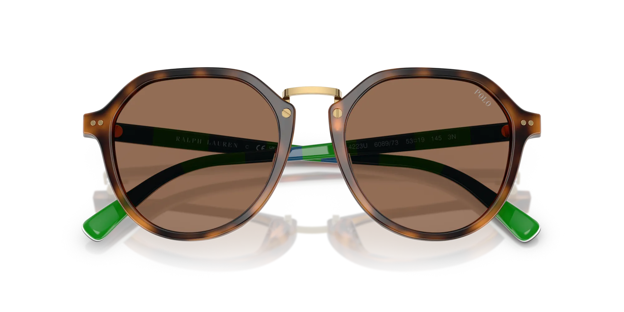 Polo Ralph Lauren PH4223U 608973 Occhiali da sole Acetato Rosso Marrone Pantos Normale - immagine 2