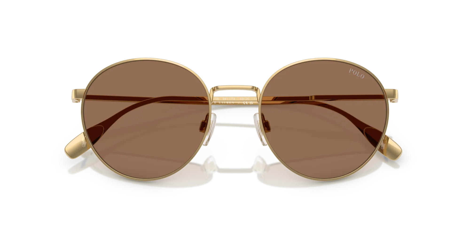 Polo Ralph Lauren PH3158 941173 Occhiali da sole Metallo Oro Marrone Rotonda Normale - immagine 2