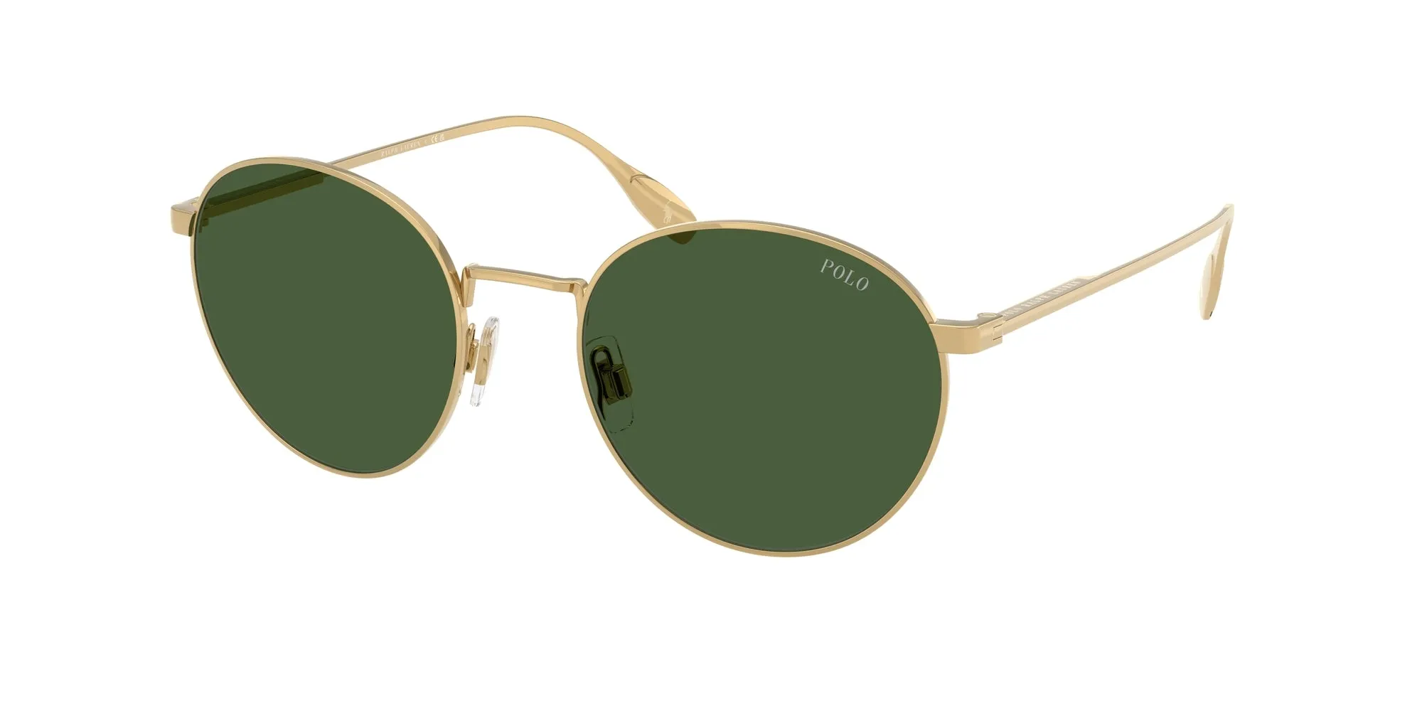 Polo Ralph Lauren PH3158 941171 Occhiali da sole Metallo Oro Verde Rotonda Normale - immagine 1