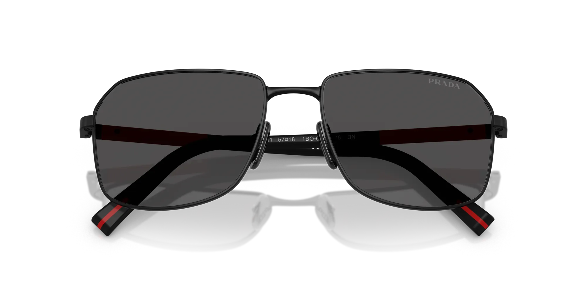 Prada Linea Rossa PS A51S 1BO06F Occhiali da sole Metallo Nero Grigio Squadrata Normale - immagine 2