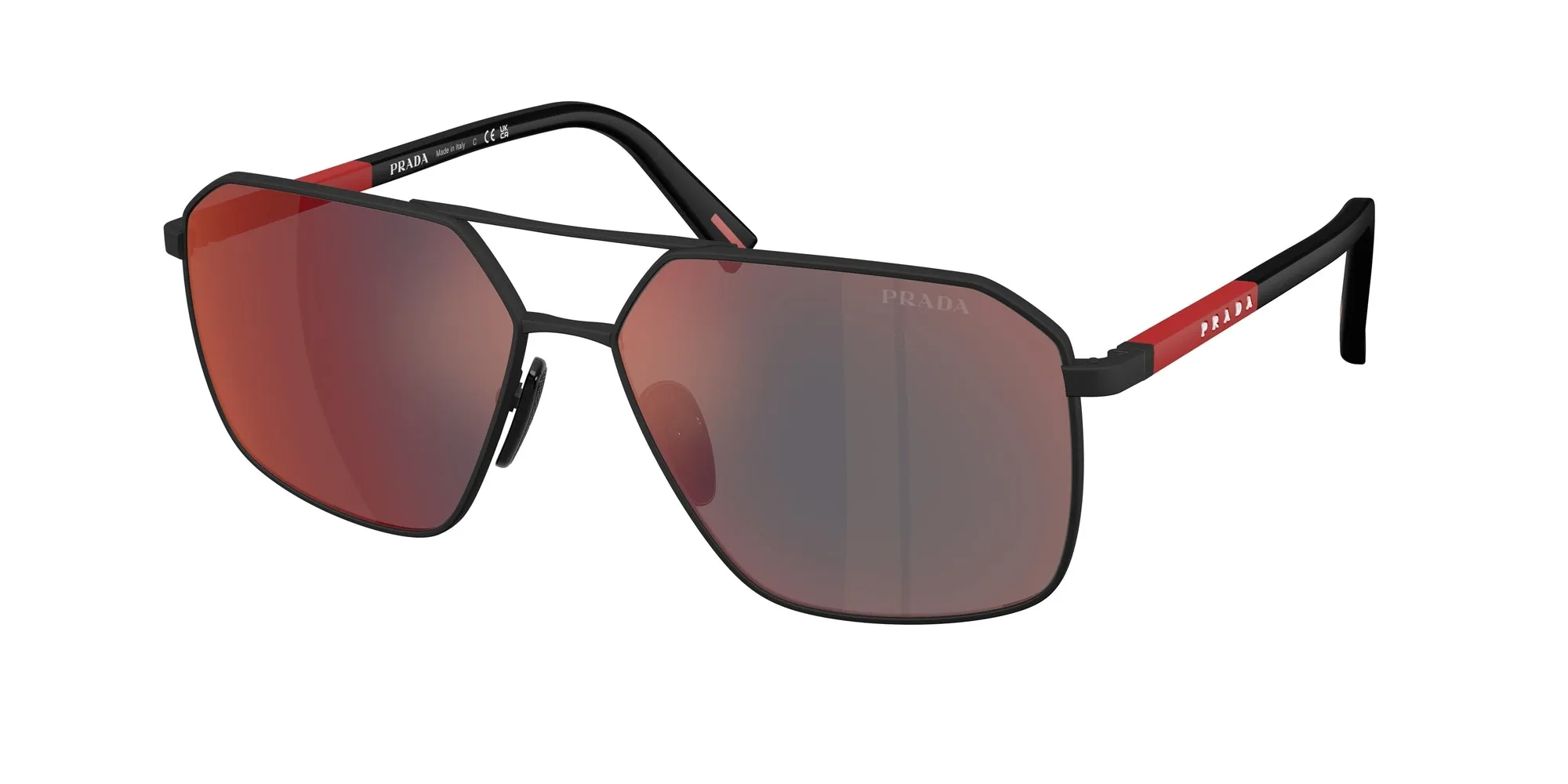 Prada Linea Rossa PS A50S DG008F Occhiali da sole Metallo Nero Grigio Geometrica Specchiate - immagine 1