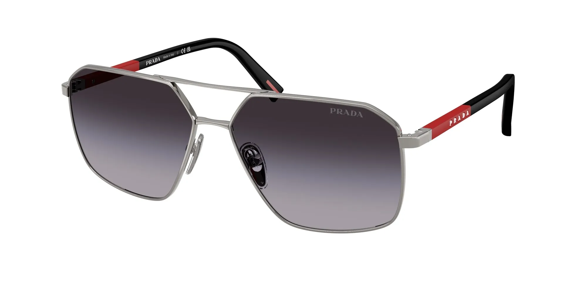 Prada Linea Rossa PS A50S 5AV09U Occhiali da sole Metallo Grigio Grigio Geometrica Normale Sfumato - immagine 1