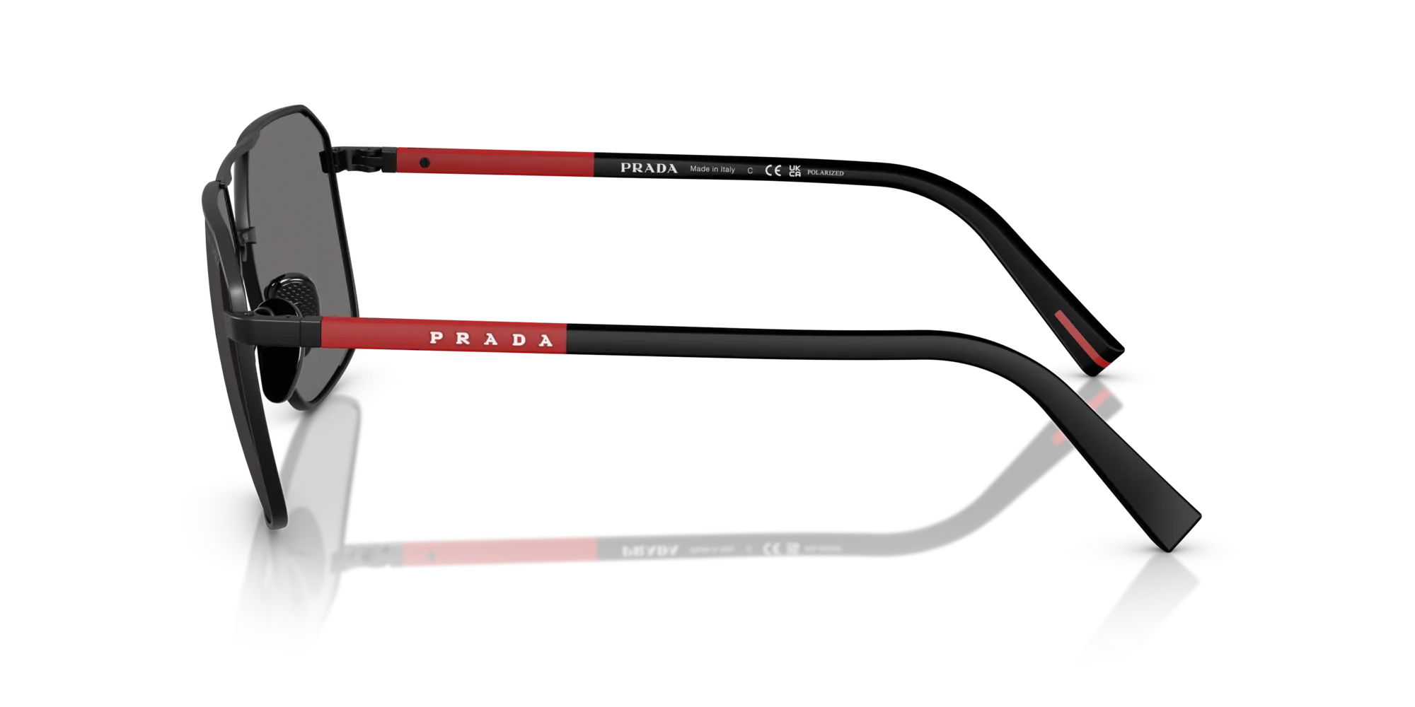 Prada Linea Rossa PS A50S 1BO02G Occhiali da sole Metallo Nero Grigio Geometrica Polarizzata - immagine 4
