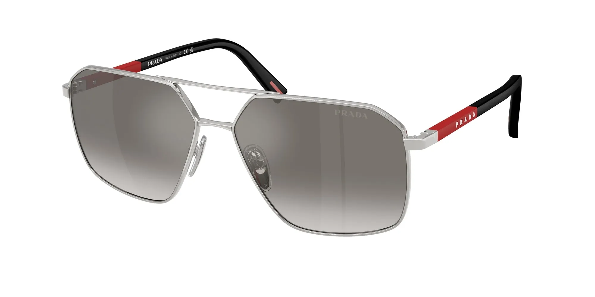 Prada Linea Rossa PS A50S 1BC02M Occhiali da sole Metallo Argento Grigio Geometrica Specchiate Sfumato - immagine 1