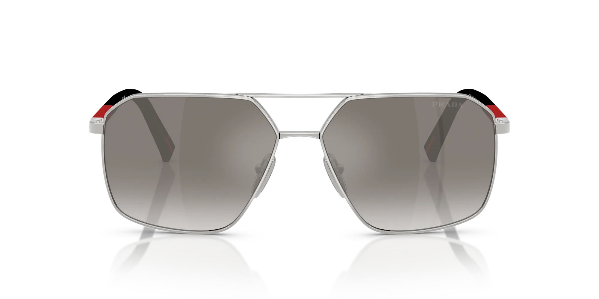 Prada Linea Rossa PS A50S 1BC02M Occhiali da sole Metallo Argento Grigio Geometrica Specchiate Sfumato - immagine 3