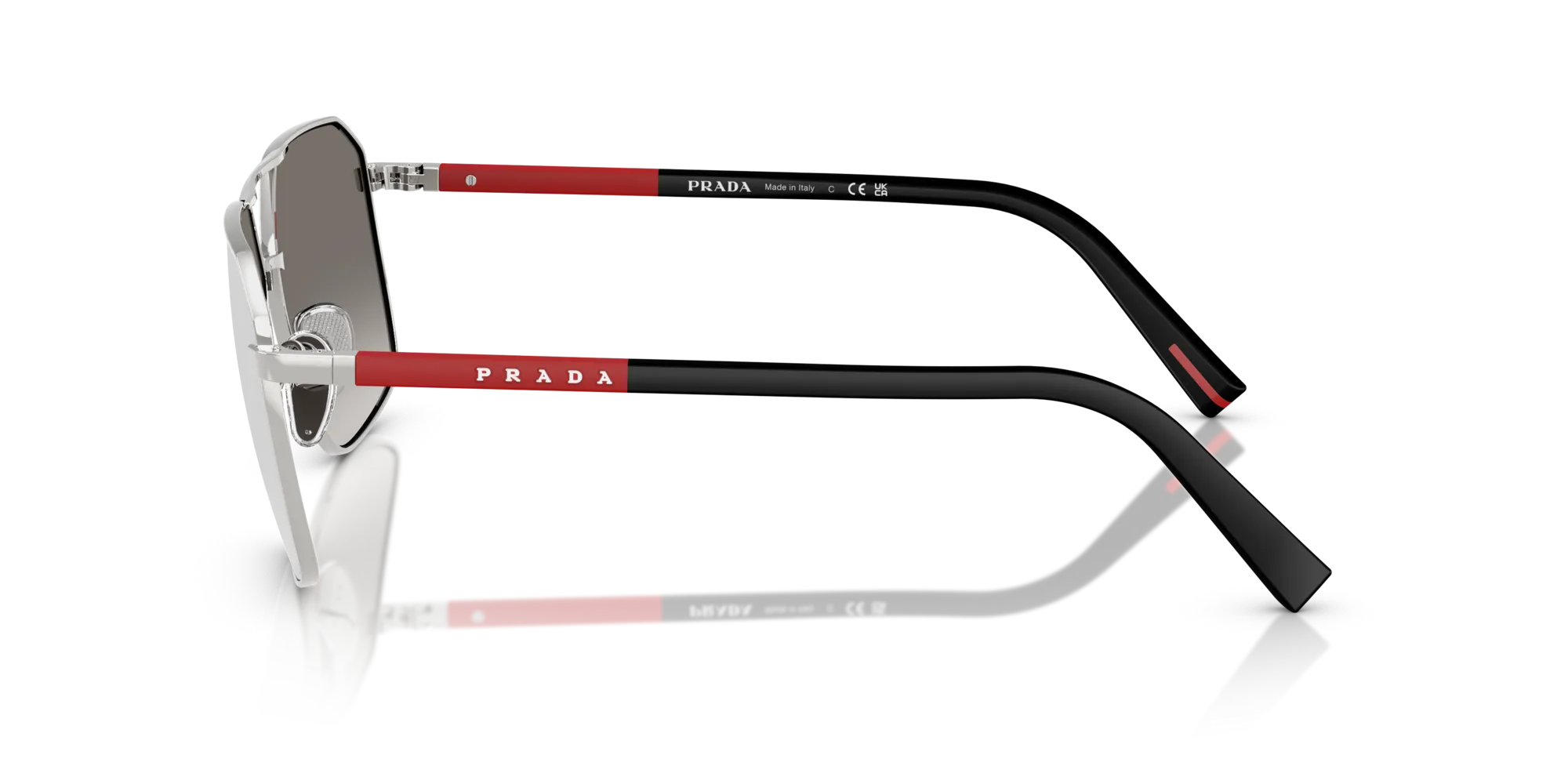 Prada Linea Rossa PS A50S 1BC02M Occhiali da sole Metallo Argento Grigio Geometrica Specchiate Sfumato - immagine 4