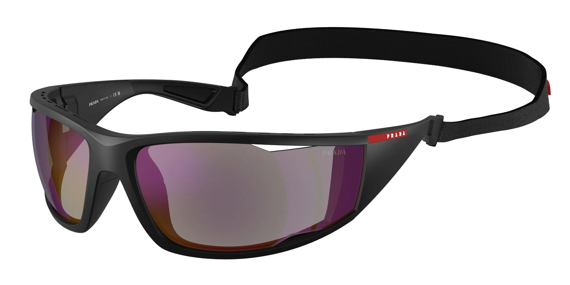 Prada Linea Rossa PS A04S 1BO10J Occhiali da sole Iniettato Nero Blu Squadrata Normale - immagine 1