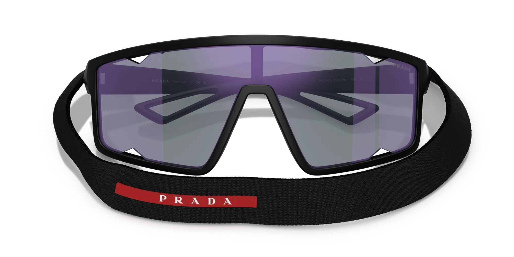 Prada Linea Rossa PS A03S 1BO10J Occhiali da sole Iniettato Nero Blu Squadrata Normale - immagine 2