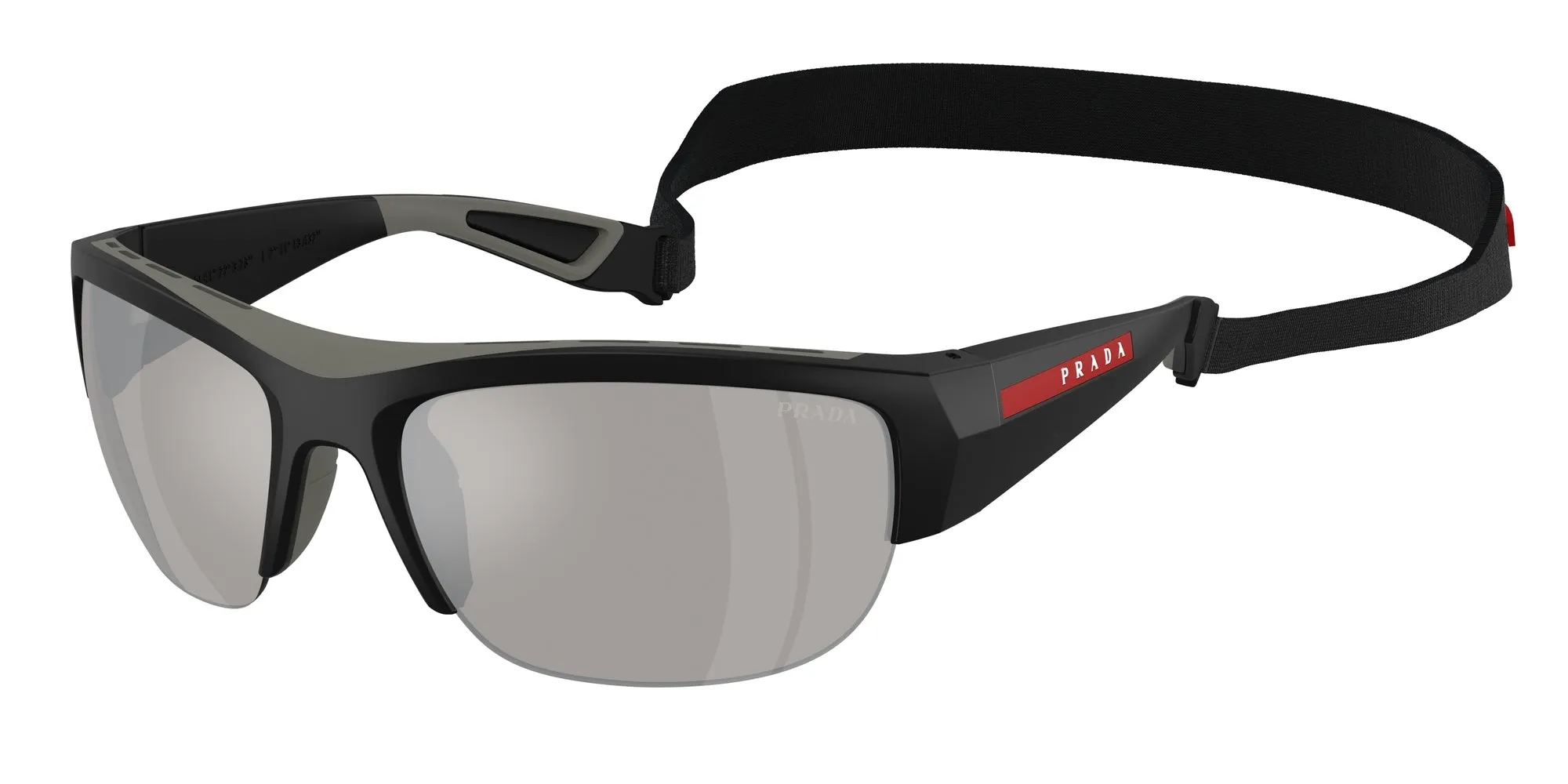 Prada Linea Rossa PS A01S 1BO05A Occhiali da sole Iniettato Nero Grigio Pillow Specchiate - immagine 1