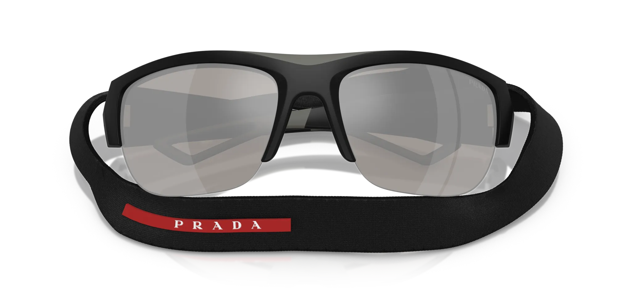 Prada Linea Rossa PS A01S 1BO05A Occhiali da sole Iniettato Nero Grigio Pillow Specchiate - immagine 2