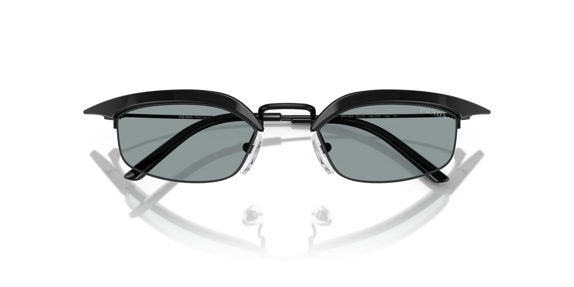 Prada PR B50S 1AB3C2 Occhiali da sole Metallo Nero Grigio Squadrata Normale - immagine 2