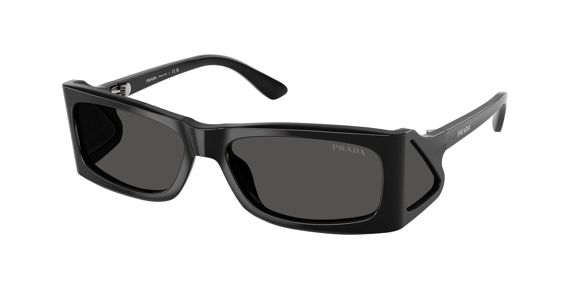 Prada PR B03S 1AB5S0 Occhiali da sole Acetato Nero Grigio Squadrata Normale - immagine 1