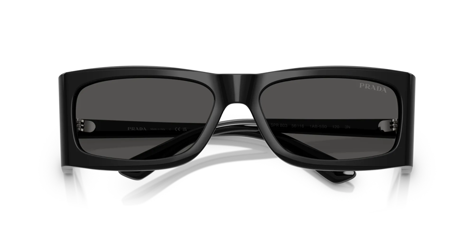 Prada PR B03S 1AB5S0 Occhiali da sole Acetato Nero Grigio Squadrata Normale - immagine 2