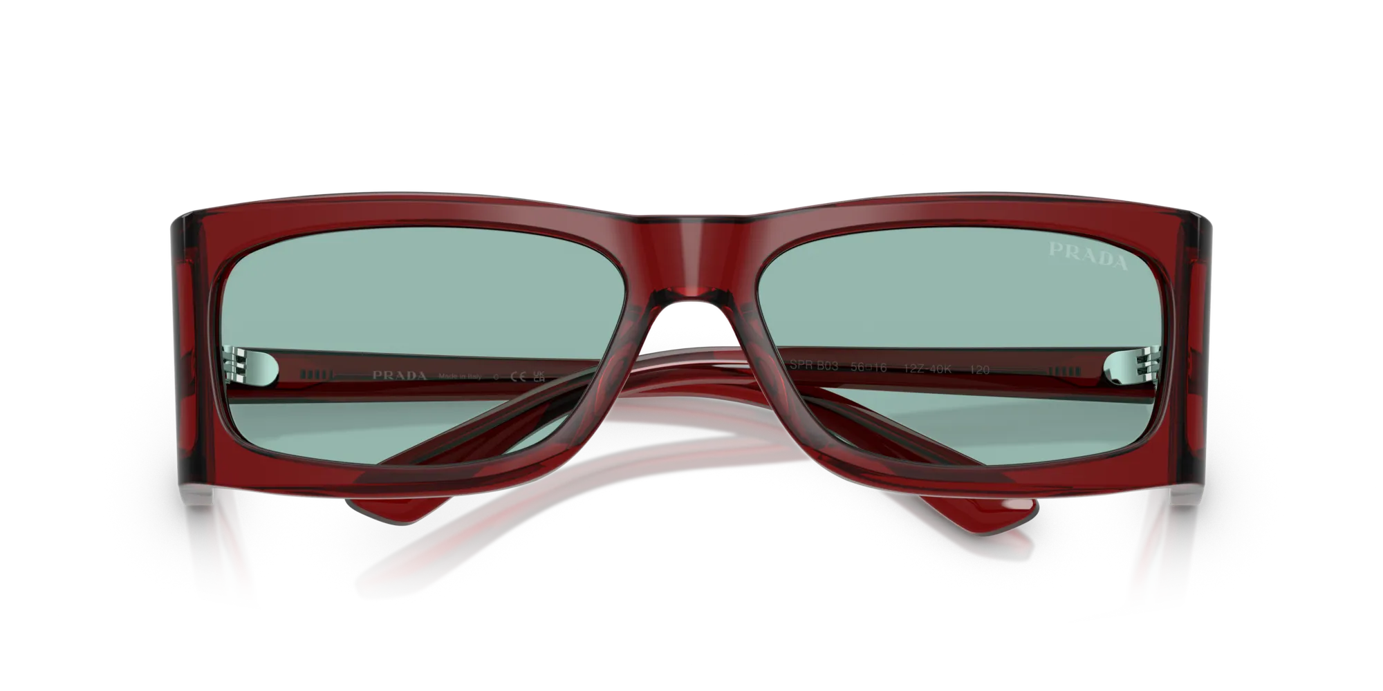 Prada PR B03S 12Z40K Occhiali da sole Acetato Marrone Verde Squadrata Normale - immagine 2