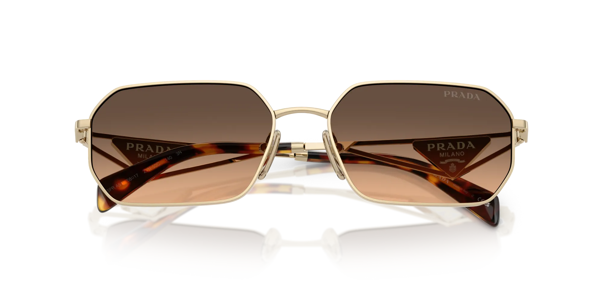 Prada PR A51S ZVN50C Occhiali da sole Acciaio Oro Marrone Geometrica Normale Sfumato - immagine 2