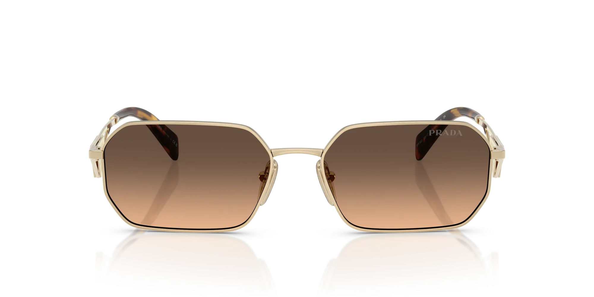 Prada PR A51S ZVN50C Occhiali da sole Acciaio Oro Marrone Geometrica Normale Sfumato - immagine 3