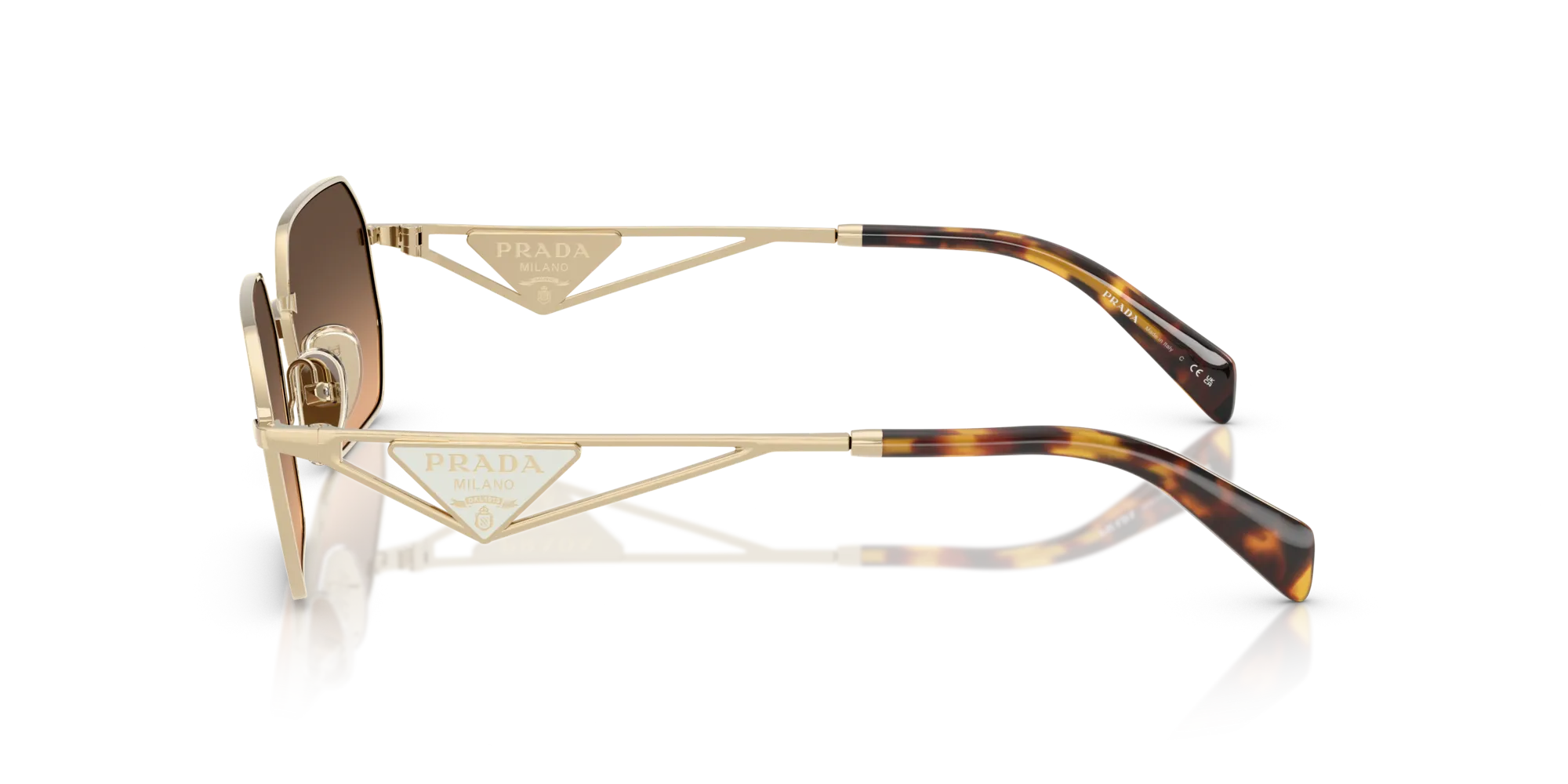 Prada PR A51S ZVN50C Occhiali da sole Acciaio Oro Marrone Geometrica Normale Sfumato - immagine 4