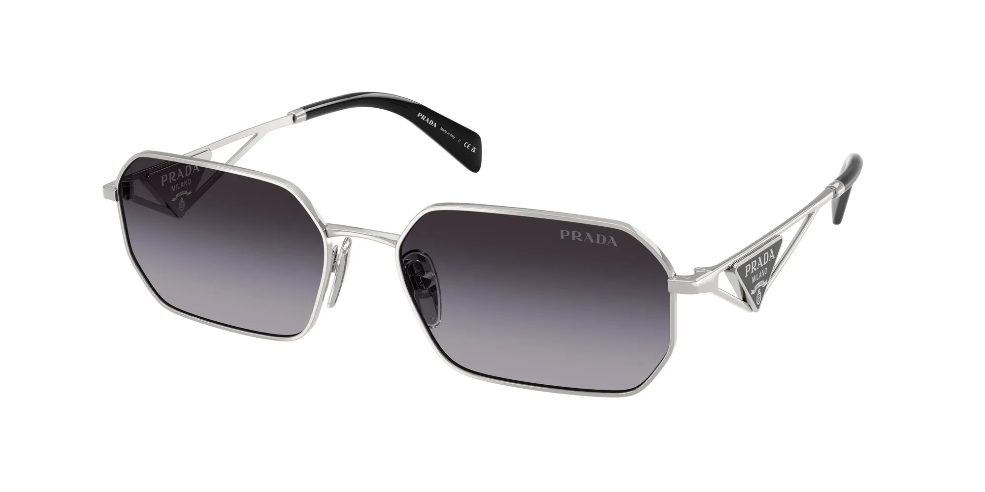 Prada PR A51S 1BC90A Occhiali da sole Acciaio Argento Grigio Geometrica Normale Sfumato - immagine 1