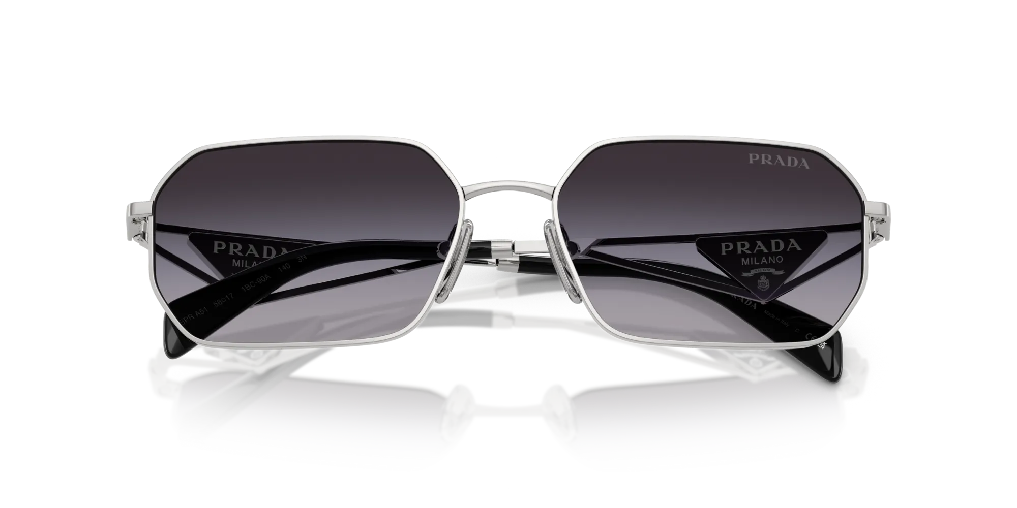 Prada PR A51S 1BC90A Occhiali da sole Acciaio Argento Grigio Geometrica Normale Sfumato - immagine 2