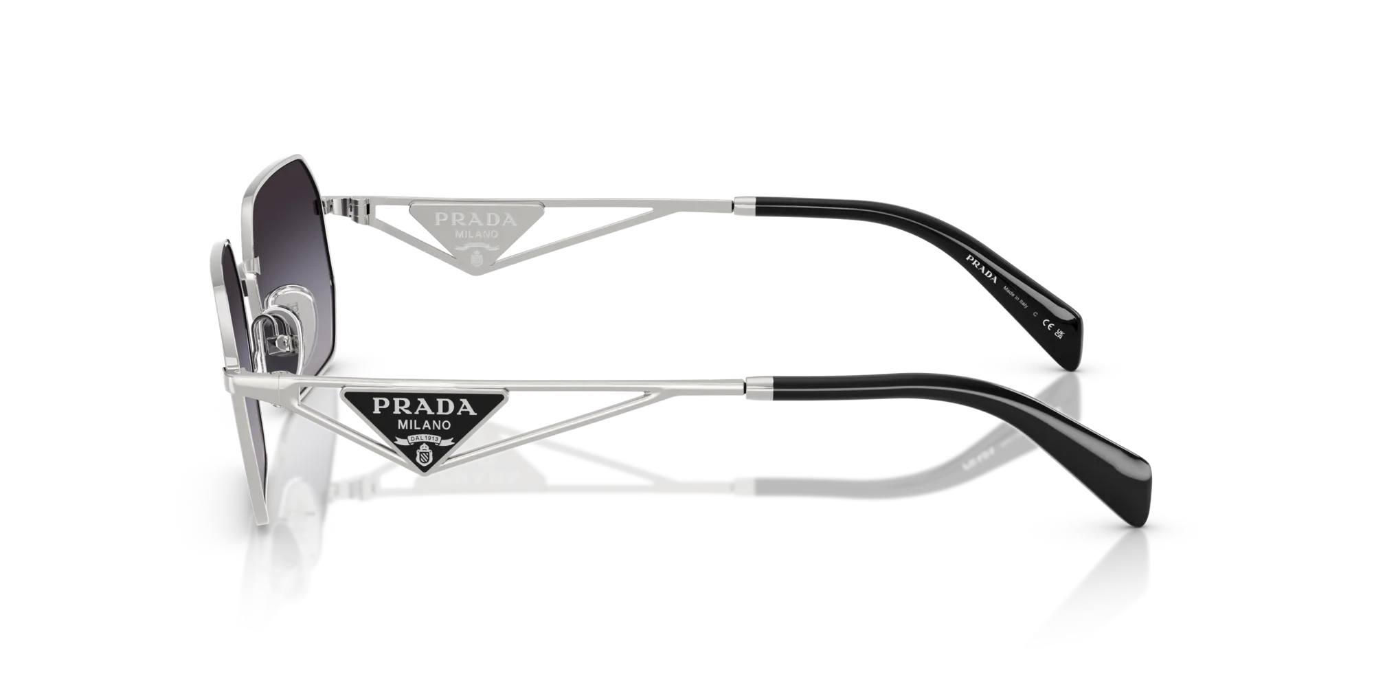 Prada PR A51S 1BC90A Occhiali da sole Acciaio Argento Grigio Geometrica Normale Sfumato - immagine 4