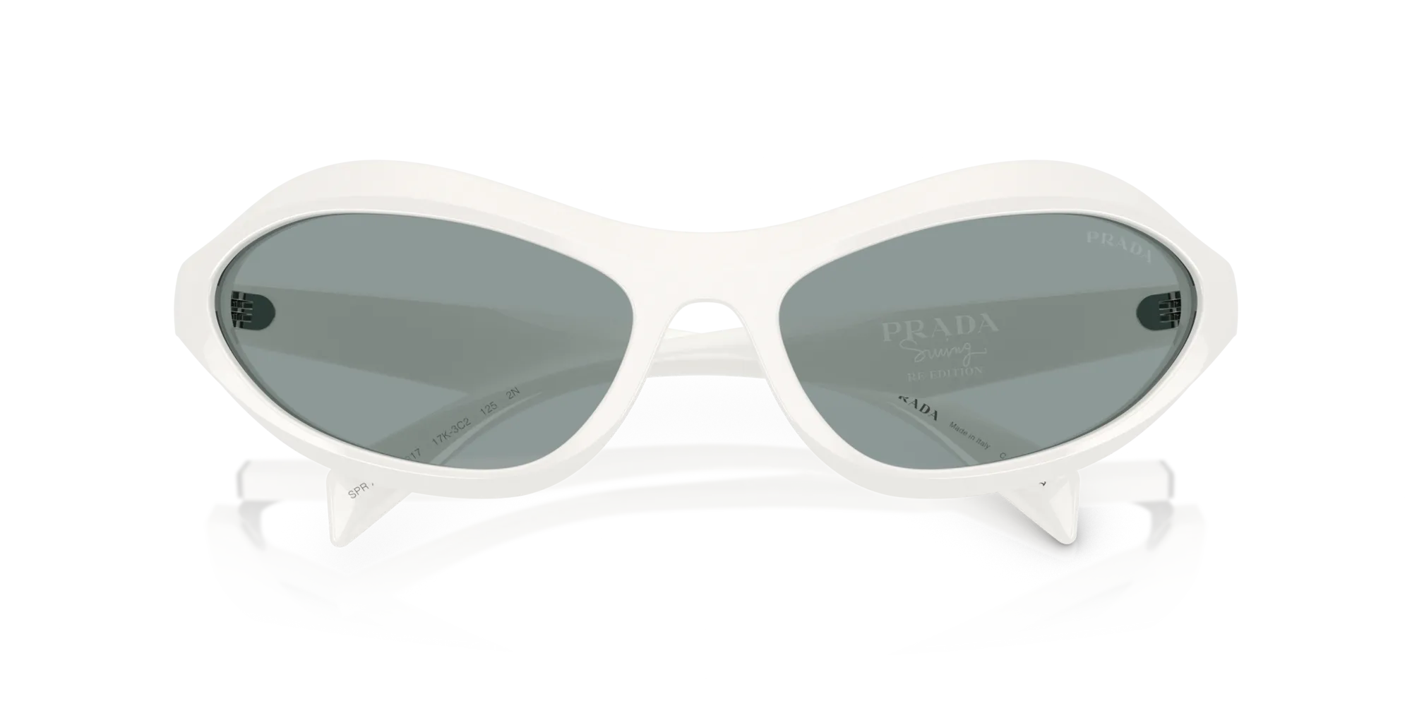 Prada PR A20S 17K3C2 Occhiali da sole Acetato Bianco Grigio Geometrica Normale - immagine 2