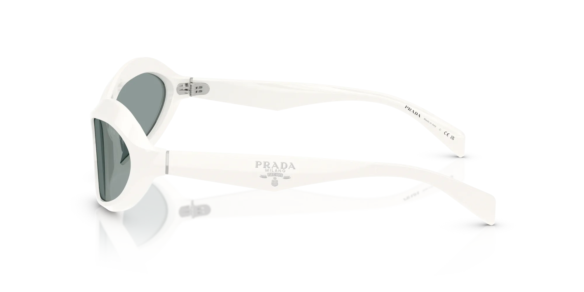 Prada PR A20S 17K3C2 Occhiali da sole Acetato Bianco Grigio Geometrica Normale - immagine 4