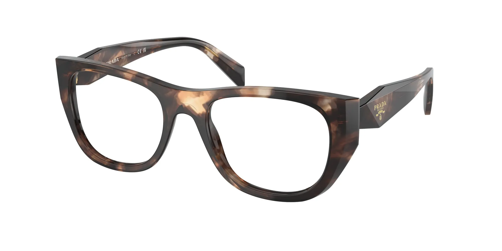 Prada PR A18V 14P1O1 Montature da vista Acetato Tartaruga Trasparente Geometrica Normale - immagine 1