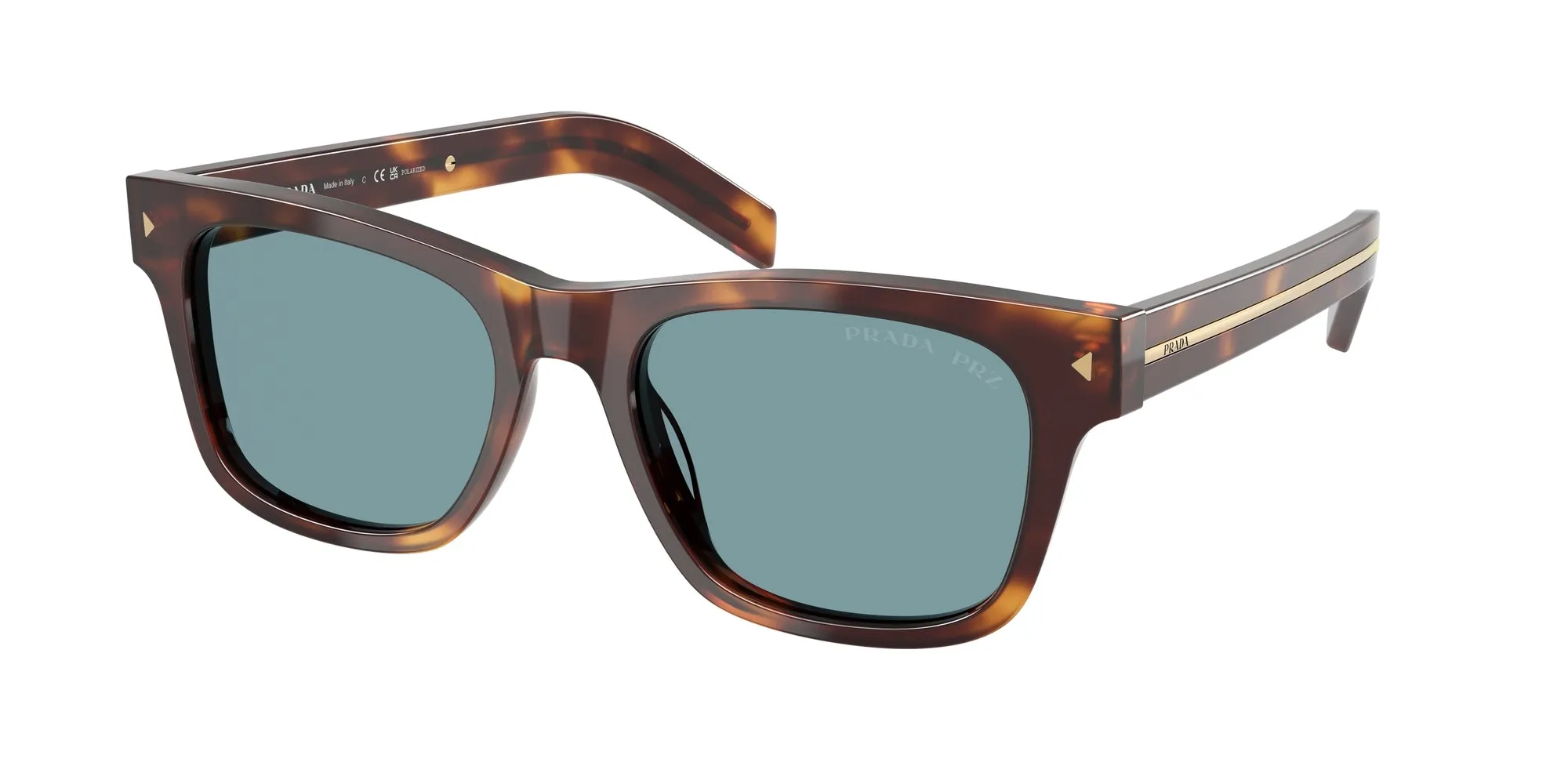 Prada PR A17S 15W04D Occhiali da sole Acetato Tartaruga Verde Squadrata Polarizzata - immagine 1