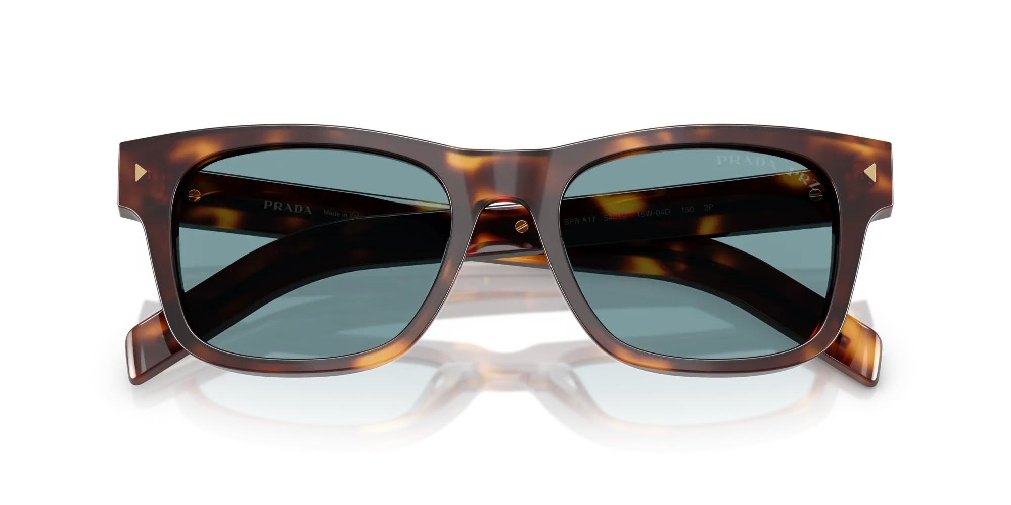 Prada PR A17S 15W04D Occhiali da sole Acetato Tartaruga Verde Squadrata Polarizzata - immagine 2