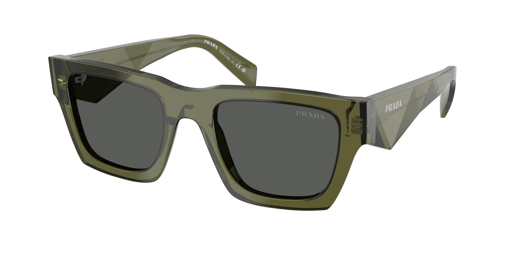 Prada PR A06S 25A40L Occhiali da sole Acetato Verde Grigio Pillow Normale - immagine 1
